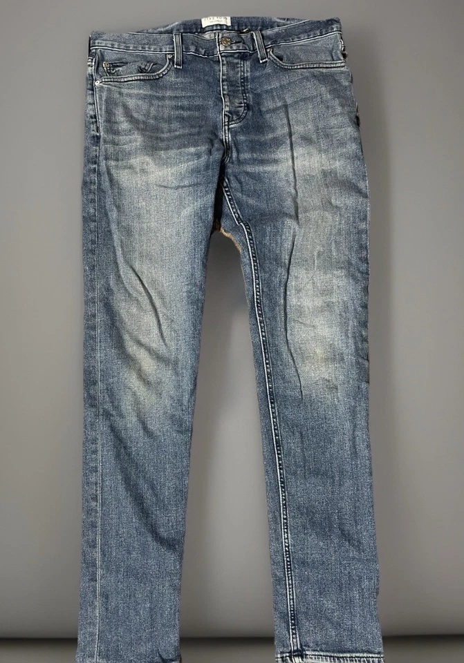 Pantalones de mezclilla para hombre Five Four Los Angeles azul lavado medio ajustados 34x34 Foto 4 de 4