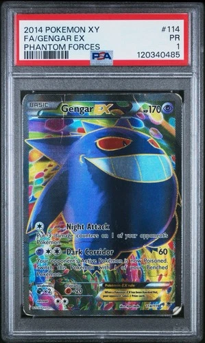 PSA 1 Gengar EX Full Art XY Phantom Forces 114/119 Pokemon Card Graded FA 2014
