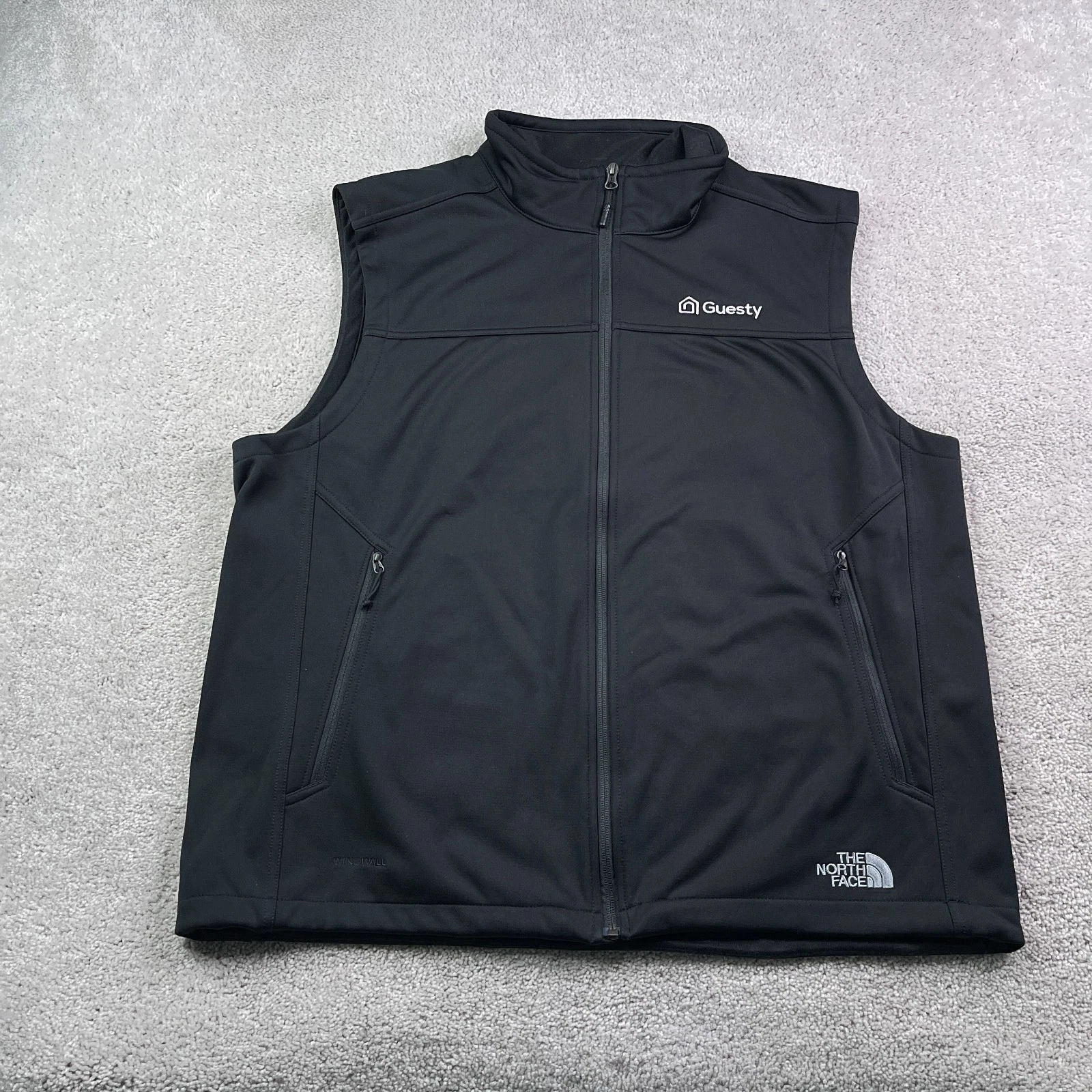 North Face Vest Mens XL Black Ridgewall Soft Shell Fleece Lined Wind Wall