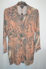 PRETTYLITTLETHING Women's short brown animal print long sleeve shirt dress UK 14