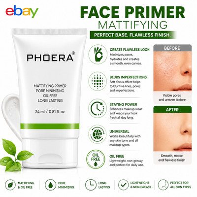 2 x PHOERA GESICHT MAKE-UP PRIMER BASIS FIXER ÖLFREI LANGANHALTENDER PORENMINIMIERER