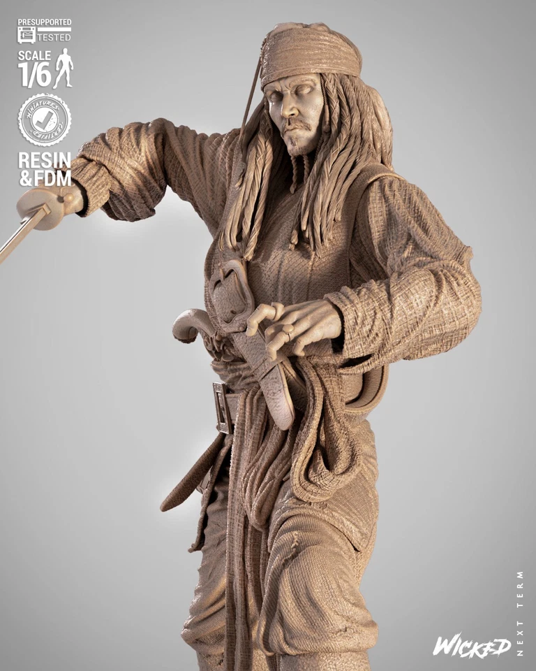 Escultura de Jack Sparrow impresa en 3D Fan Art de Wicked3d Foto 3 de 4