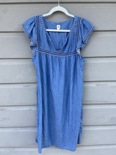 GAP Women’s Medium Indigo Sleeveless Embroidered Dress  Lyocell