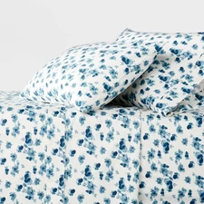 Twin/Twin XL 400 Thread Count Performance Sheet Set Blue Blurry Floral -