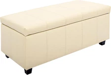36Inch Damara Lift-Top Storage Ottoman Bench with Faux-Leather Upholstery, Uphol