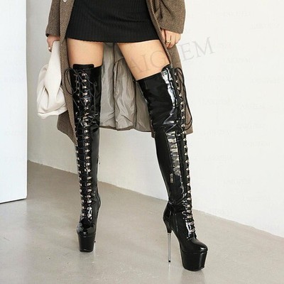 Women Thigh High Platfrom Boots Wide 