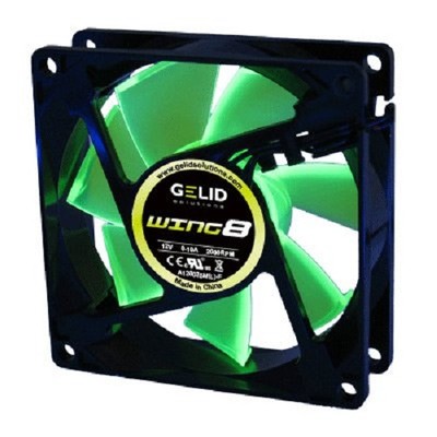 Gelid FN-FW08-20 WING8 UV Green 80mm Case Fan with 3 Pin Connector