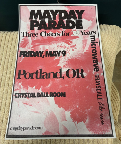 Mayday Parade Tour Poster Portland OR 5/9/2025