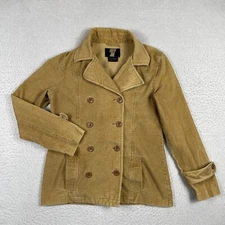 Seventy Seven Jacket Womens Medium Brown Corduroy Pea Coat Vintage Ladies Coat