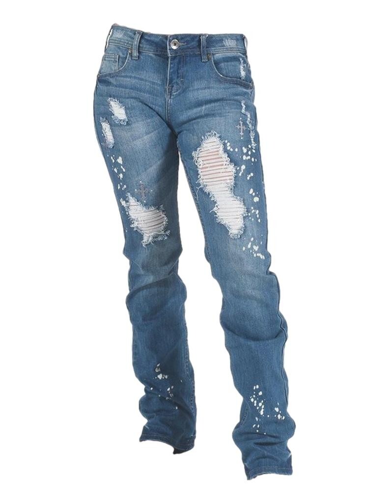 Cowgirl Tuff Western Jeans Womens Relaxed Rockstar Light JRRSTR