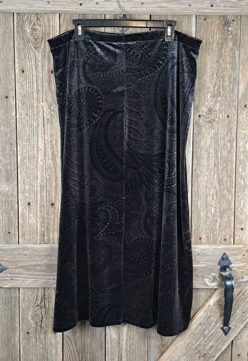 Vintage Kathie Lee Velvet Skirt Womens XL Maxi Long Paisley
