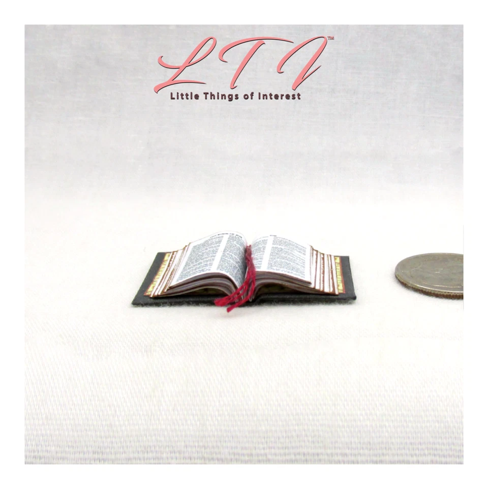 BIBLIA *LIBRO ABIERTO* Casa de Muñecas Libro Miniatura Escala 1:12 Libro Religión Foto 3 de 4