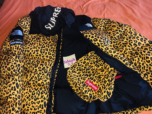 TNF Nuptse FW11 Yellow Leopard SIZE 