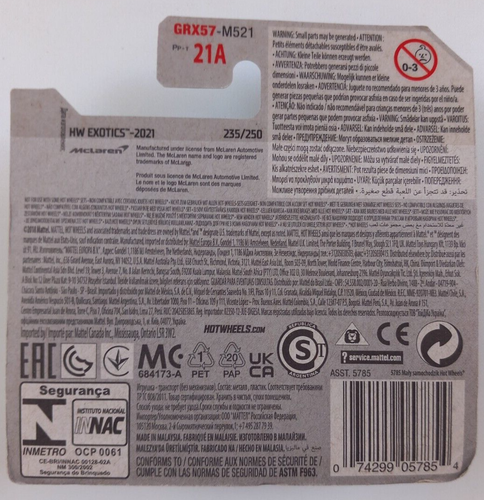 McLAREN F1 Gris Hot Wheels 2021 Hw Exotics 8/10 Hw 235/250 GRX57-M521 Mattel New - Imagen 4 de 4