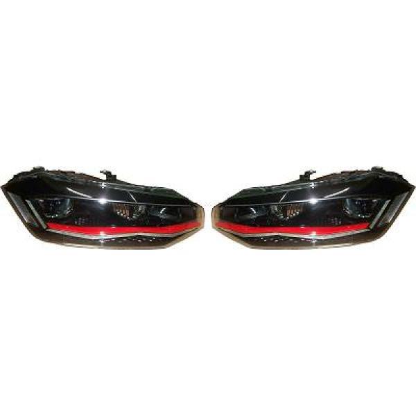 Coppia Fari Fanali anteriori tuning led rossa h7 led freccia dinamica polo 17-21