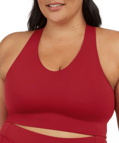 SPANX Longline Medium Impact Sports Bra - Rich Red - Size XL