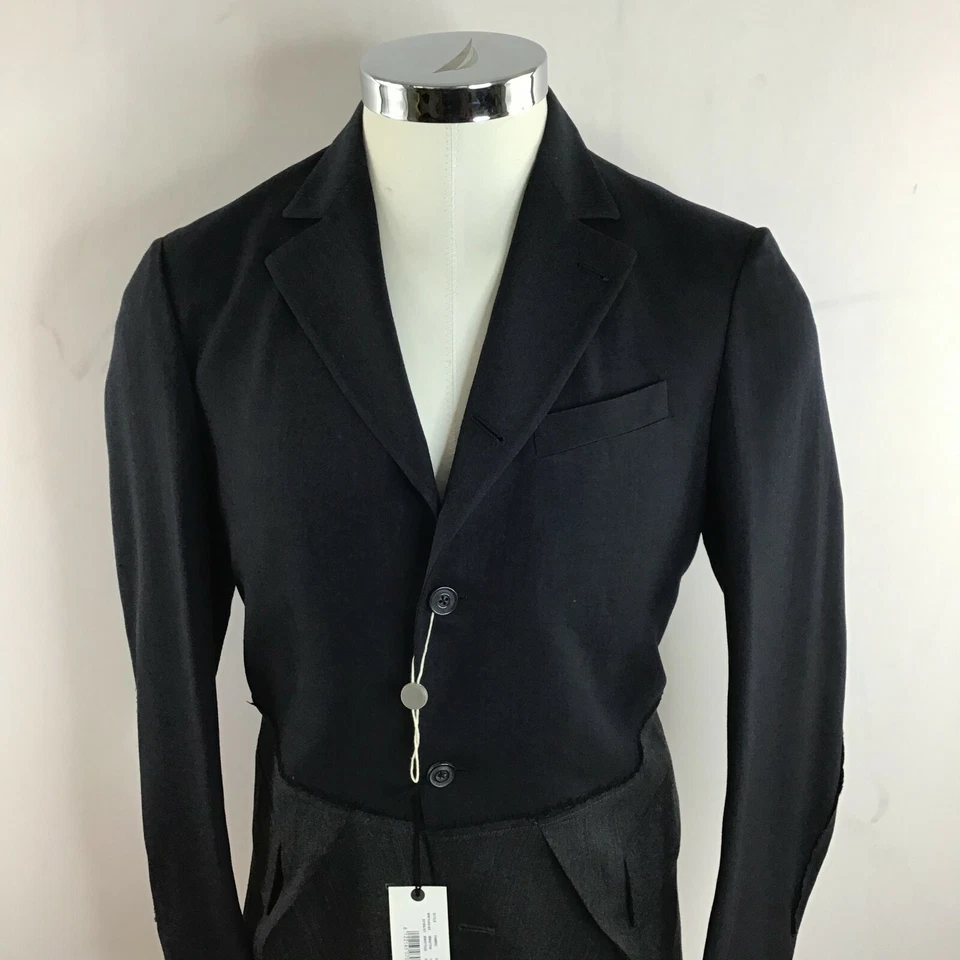 Wooster+Lardini Mens Dark Blue Three Button Suit Jacket Herringbone SZ 52/US 42L - Image 3 of 4