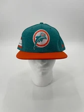 MIAMI DOLPHINS THROWBACK LOGO AQUA & ORANGE BRIM W/ ORANGE STRIPES FITTED HAT