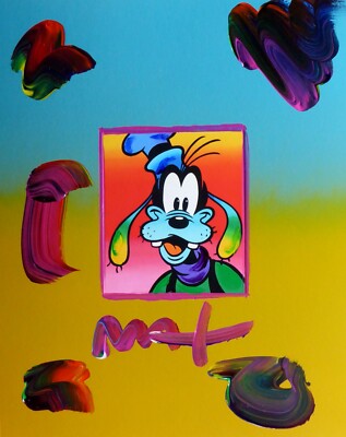 Peter Max Goofy Hund Handsigniert Disney Einzigartig Variante Original Gemischte