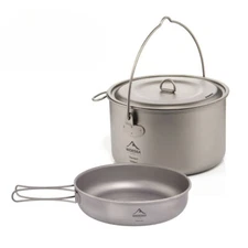 Camping Tableware Titanium Cookware Set Tourism Cauldron Outdoor Cooking Pot New