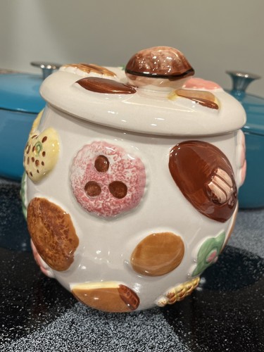 50er Jahre Vintage Napco Cookies All Over Keksdose Japan Nussbaum Henkel Deckel
