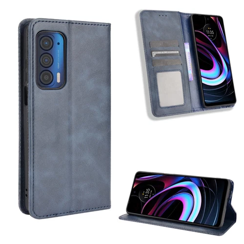 For Motorola Edge (2021) Retro Leather Wallet Flip Stand Case + Screen Protector - Picture 25 of 33