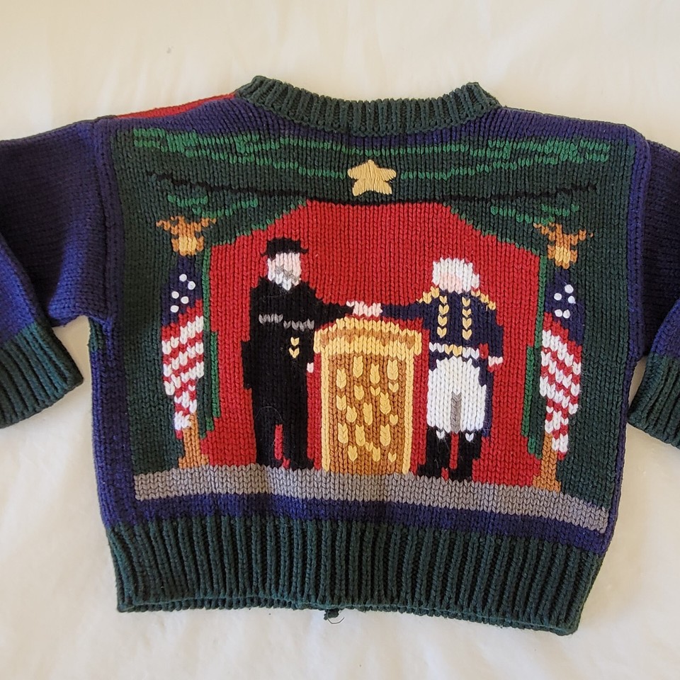 Kitestrings Vintage Boy's 2T Grandpa Cardigan Sweater Novelty Election