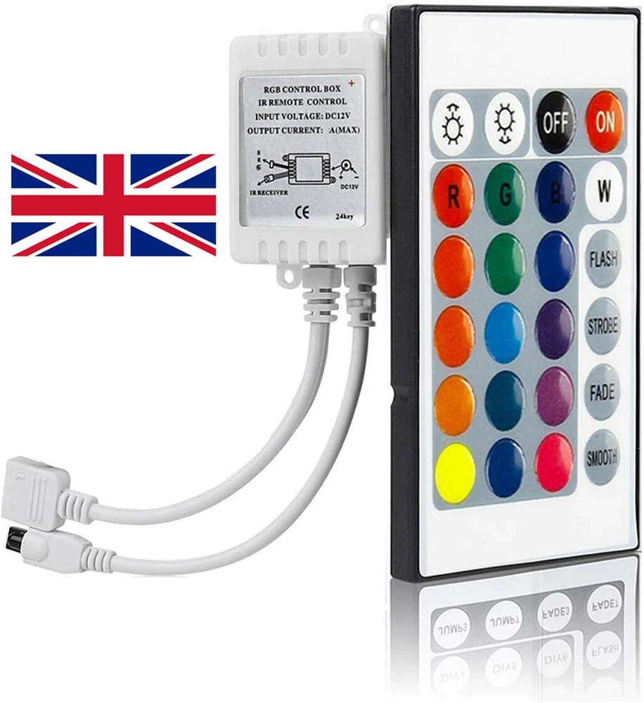 24 Key IR Remote Controller Box DC 12V For RGB LED 3528 5050 Strip Lights UK