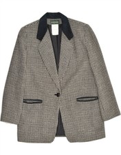 Harve Benard Womens 1 Button Blazer Jacket Us 6 Medium Black Houndstooth Av49