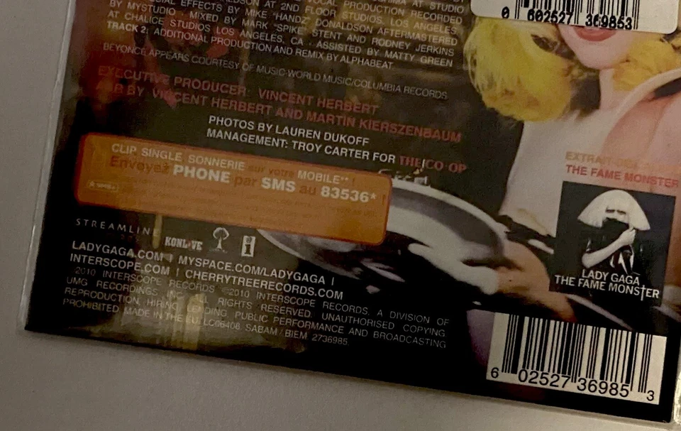 LADY GAGA & BEYONCE - Telephone - NEW/Sealed FRENCH card sleeve 2010 Interscope Foto 3 de 4