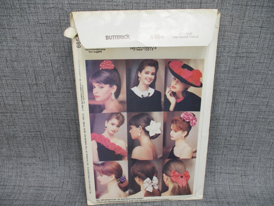 Butterick Pattern 6654 Flower Themed Accessories 20 Ribbon Roses Headband Trim - Image 2 of 4