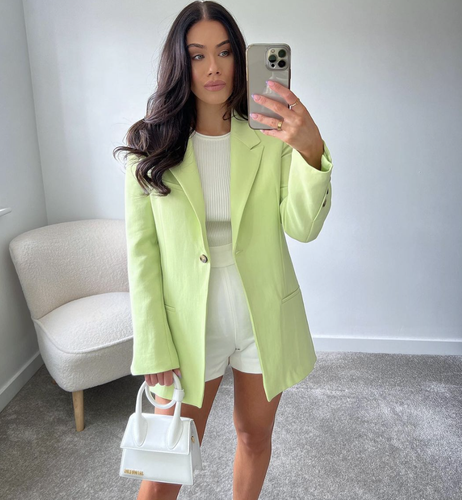 zara lime green blazer