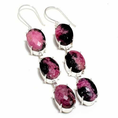 Boucles D'oreilles Pendantes Fait Main - Pierre Lapis-lazuli Ovale - Bleu - Neuf Sans Emballage