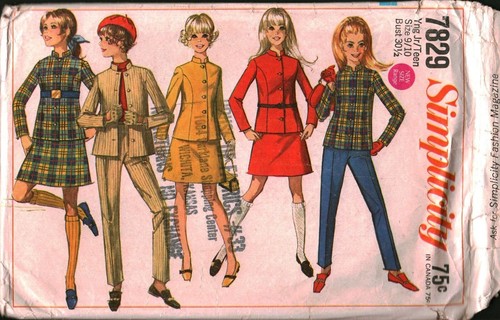 7829 Vintage Simplicity Sewing Pattern Juniors Skirt Jacket Pants 1960s OOP Sew