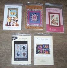 Vintage Lot Of 5 Patterns Uncut Cats Applique Quilt Wall Hanging Tablecloth