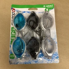 3 pack Dolfino Pacesetter Silicone Swim Goggles sz Adult ages 12+ UV Protection