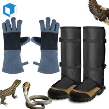 Animal Handling Gloves Leather Sleeve Anti-Bite Snake Guard Leg Gaiters Cover