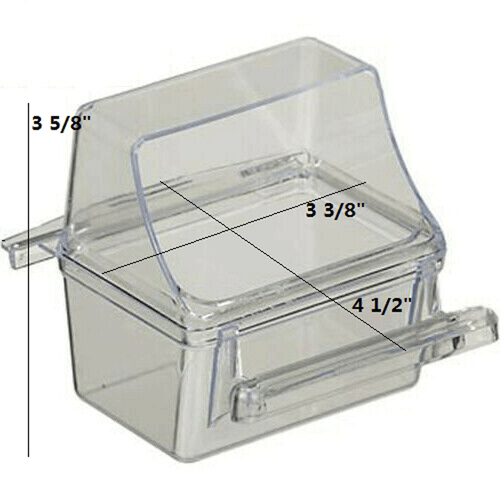 Feeder Seed Water Cup Bird Cage Crystal Clear Plastic Feeder Dish, Pack of 2 - Picture 2 of 3