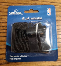 Spalding Plastic Whistle with Lanyard 2-Pack - Black