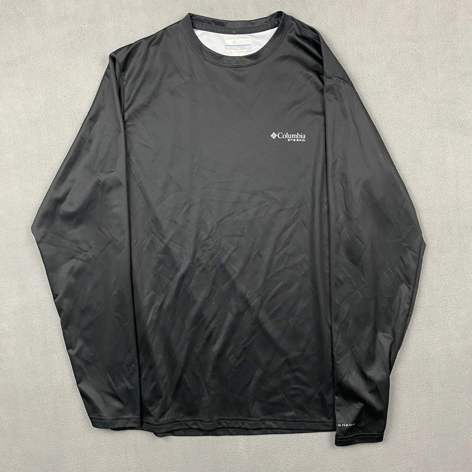 Camisa Columbia PHG Para Hombres Pequeña Negra Juego Bandera Terminal Tiro Manga Larga UPF 50 Foto 2 de 4