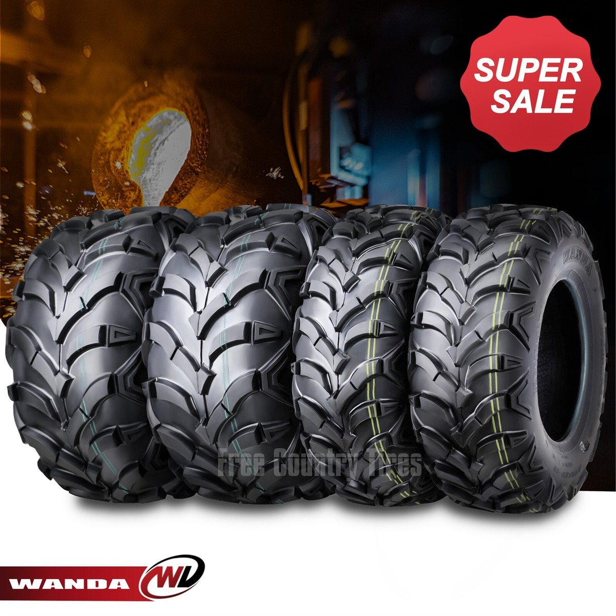 Set 4 ATV Tires 22x7-11 Front 22x10-9 Rear 6PR Honda Recon 250
