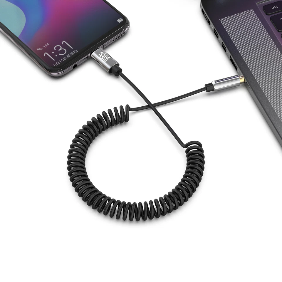 USB C Klinke Aux Kabel Typ C auf 3.5mm Klinkenkabel Nylon Huawei Schwarz, 1m - Bild 2 von 4