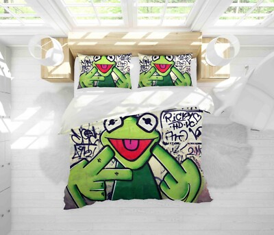 3D Freihand Skizzieren Frosch Quilt Cover Set Bettwäsche Sets Kissenbezüge