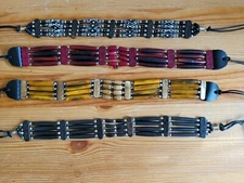 Buffalo Bone 4 Line Choker Beaded Stone Tribal Native American Necklace New