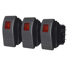 MGI Speedware 3-Pack Marine Rocker Switches with Illuminated LED, 20A 12Vdc, SPS