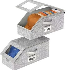 2X Large Capacity Hat Storage Box Hat Organizer Bag Container Foldable Zipper UK