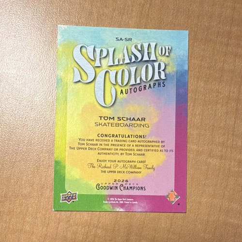 Upper Deck 2026 Goodwin Champions Splash of Color Autos Tom Schaar SA ...
