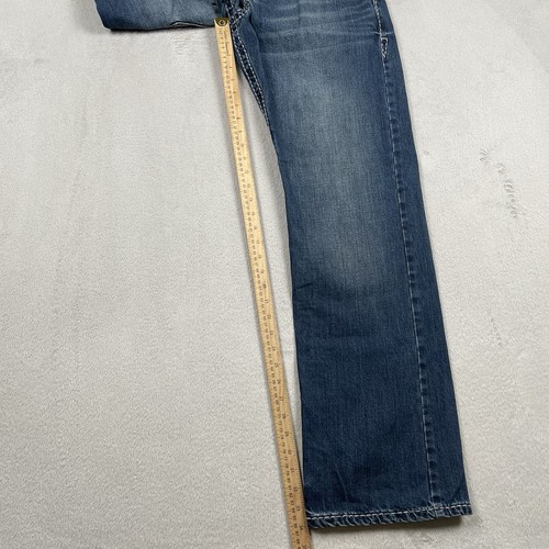 Wrabgler Rock 47 Bootcut Jeans Mens 32x34 Blue Dark Wash Western Embroidered - Picture 6 of 9