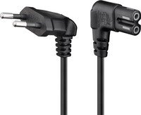 2M Netzkabel Euro Stromkabel Anschlusskabel Eurostecker Gewinkelt Schwarz