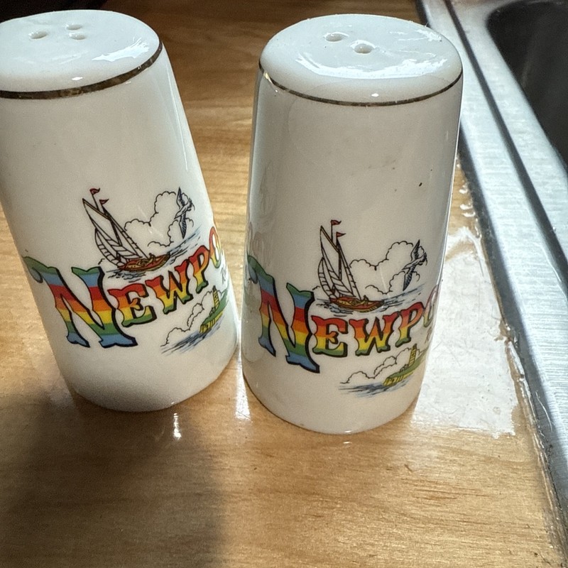 Vintage Salt & Pepper Set, Newport, Rhode Island, Ceramic, Nanco 